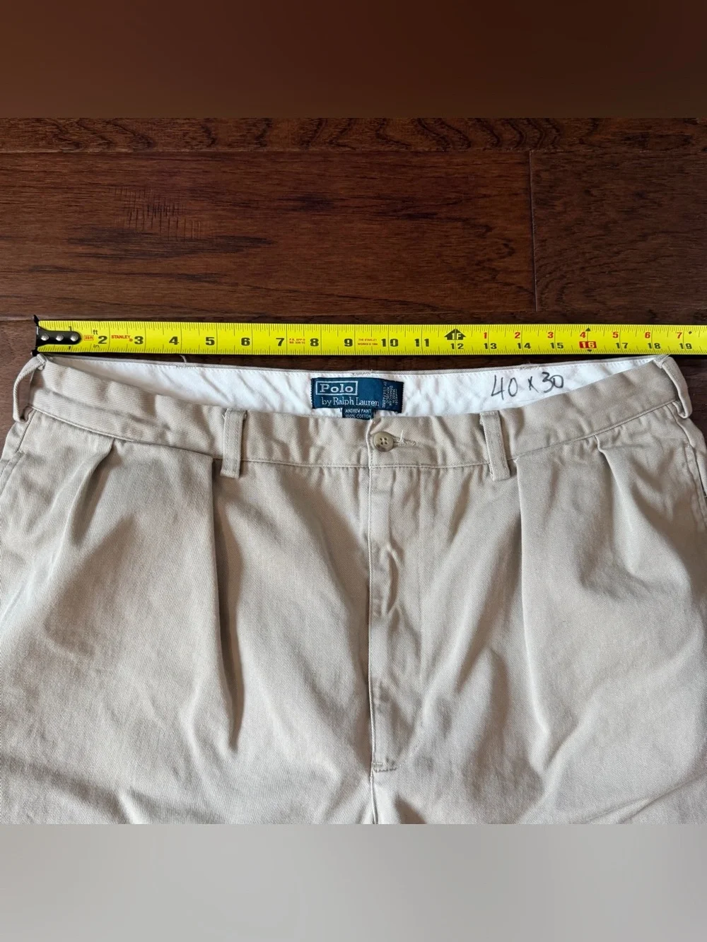 Polo Ralph Lauren Andrew Pant Pleated Chino Pants Mens 38x29 90s Tan Vintage
